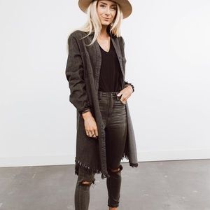 Shopsteviehender Black Denim Frayed Top